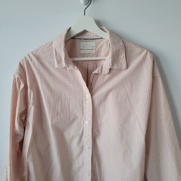 j crew  womens size 10 Relaxed-fit washed cotton poplin shirt in mini gingham - Picture 3 of 8